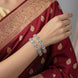 Rhodium Plated American Diamond Oval Pattern Designer Bangles Set (Pack of 2)