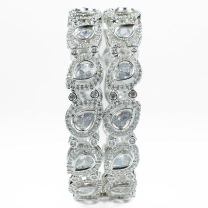 Designer Polki Rhodium Bangles (Pack of 2)