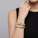 Gold Plated American Diamond Geometric Criss-Cross Baguette Pattern Designer Bangles Set (Pack of 2)