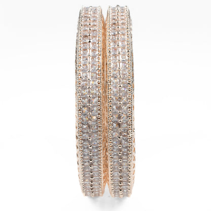 American Diamond Round Rose Gold Bangles (Pack of 2)