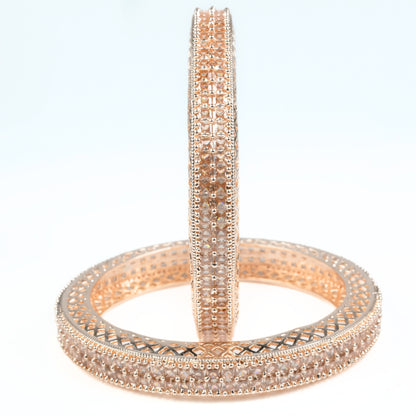 American Diamond Round Rose Gold Bangles (Pack of 2)