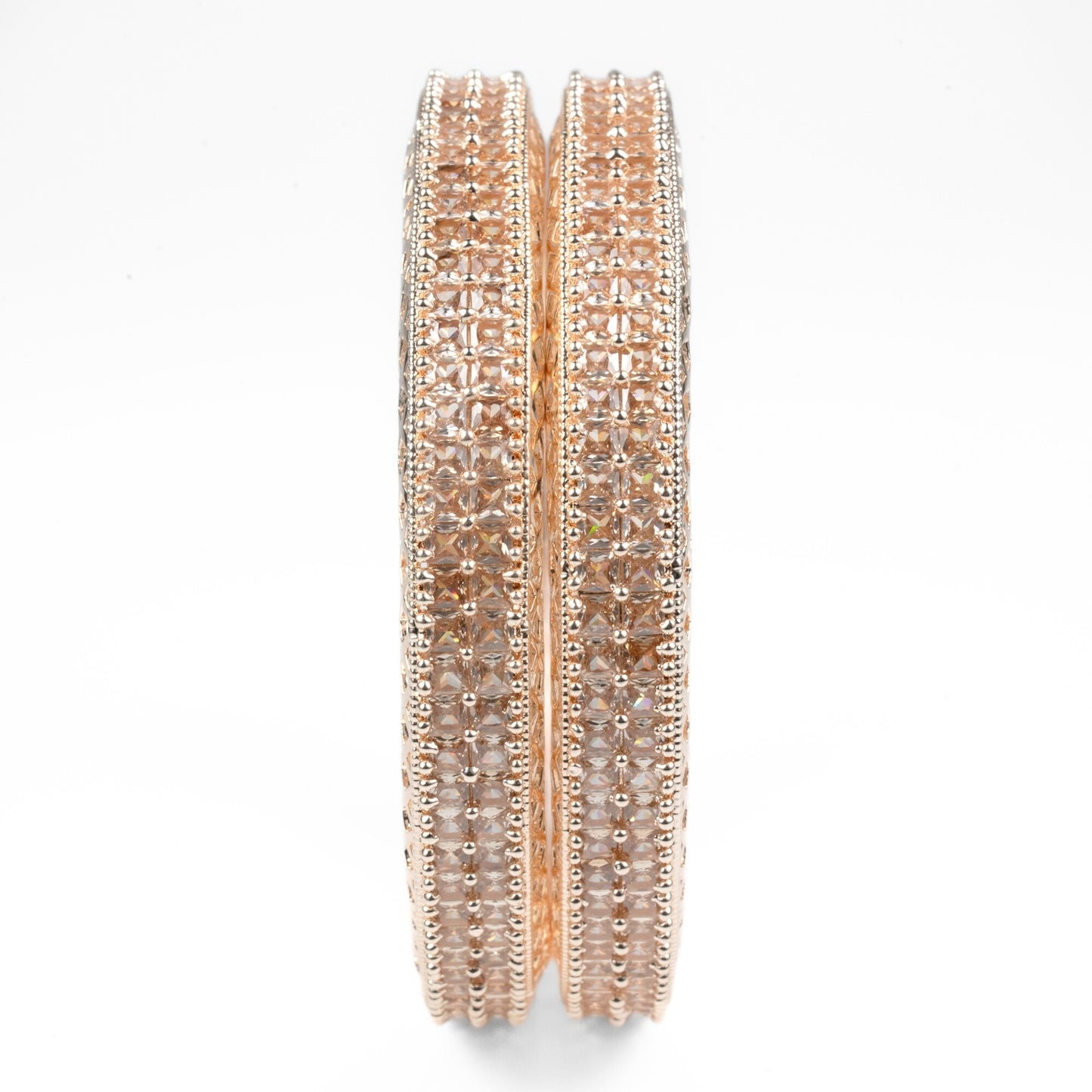 American Diamond Round Rose Gold Bangles (Pack of 2)