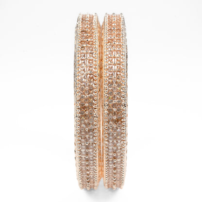 American Diamond Round Rose Gold Bangles (Pack of 2)
