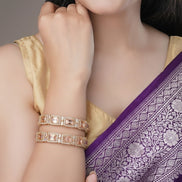 Alluring Party Wear Gold Bangles (Pack of 2) Golden