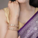 Gold Plated American Diamond Emerald Cut Tennis Pattern Designer Bangles Set (Pack of 2) Golden