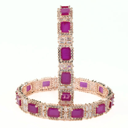 Alluring Party Wear Rose Gold Bangles (Pack of 2)