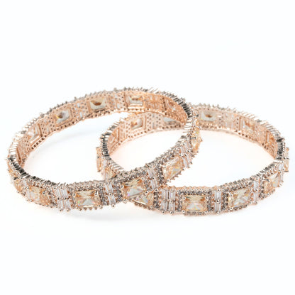 Alluring Party Wear Rose Gold Bangles (Pack of 2)