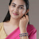 Rose Gold Plated American Diamond Alternating Oval Link Vine Pattern Designer Bangles Set (Pack of 2)