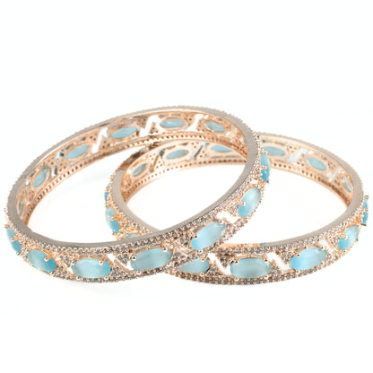 Stylish Zig Zag Oval Rose Gold Bangles (Pack of 2)