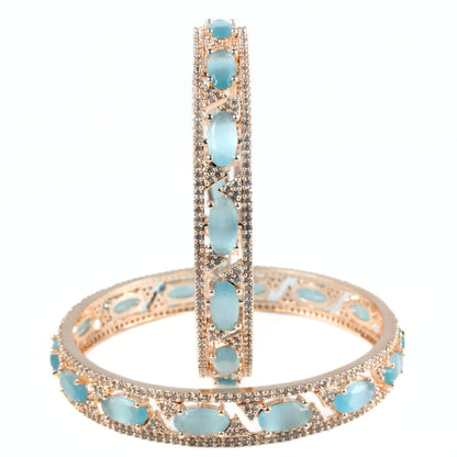 Stylish Zig Zag Oval Rose Gold Bangles (Pack of 2)