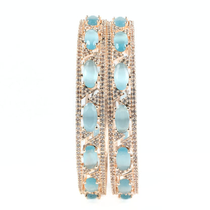 Stylish Zig Zag Oval Rose Gold Bangles (Pack of 2)