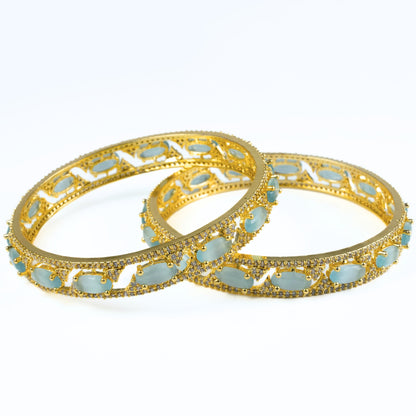 Stylish Zig Zag Oval Gold Bangles (Pack of 2)