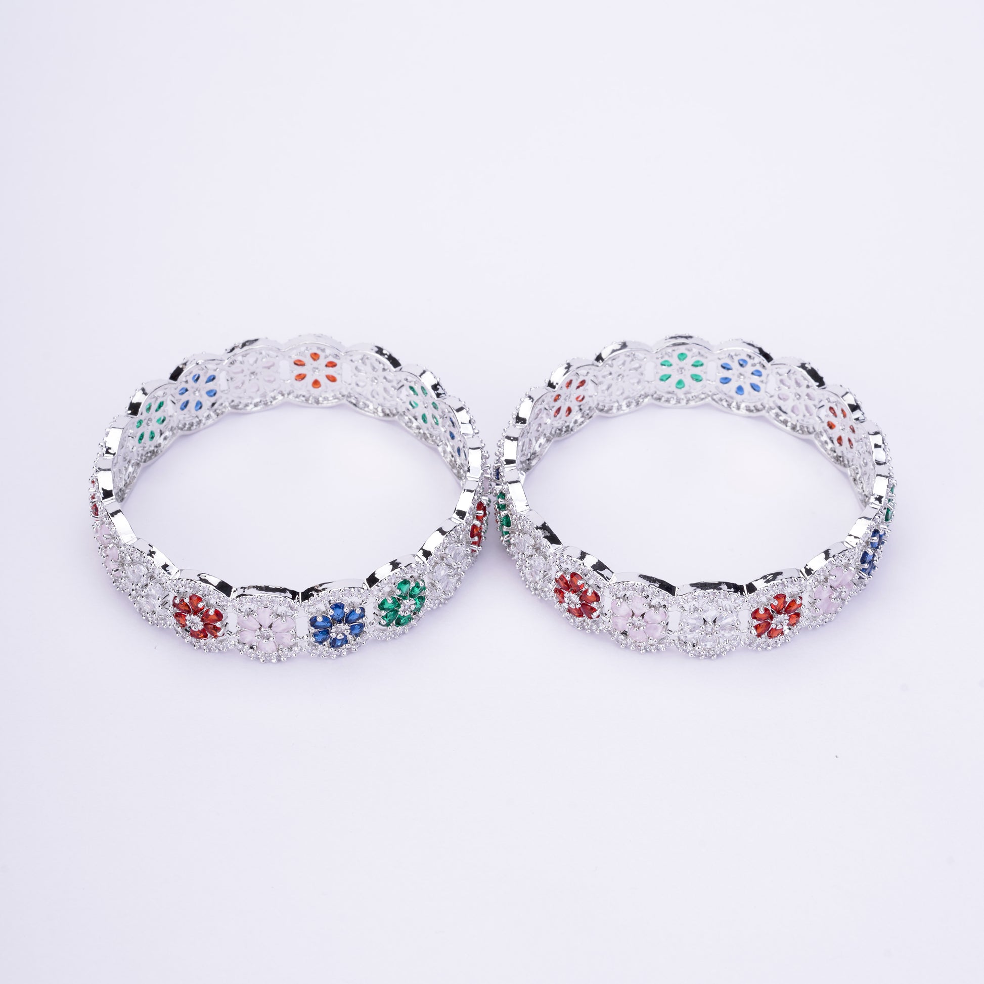 American Diamond Rhodium Bangles - Opal Touch