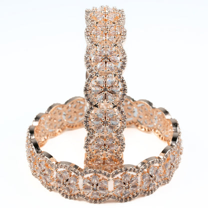 American Diamond Flower Bangles (Pack of 2)