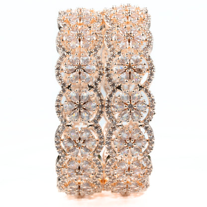 American Diamond Flower Bangles (Pack of 2)