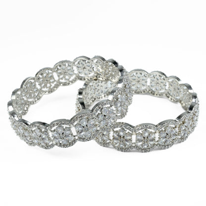 American Diamond Flower Bangles (Pack of 2)