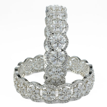 American Diamond Flower Bangles (Pack of 2)