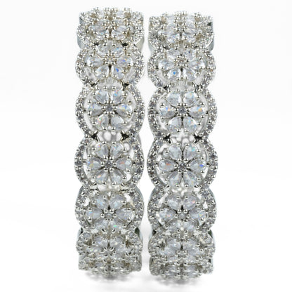 American Diamond Flower Bangles (Pack of 2)
