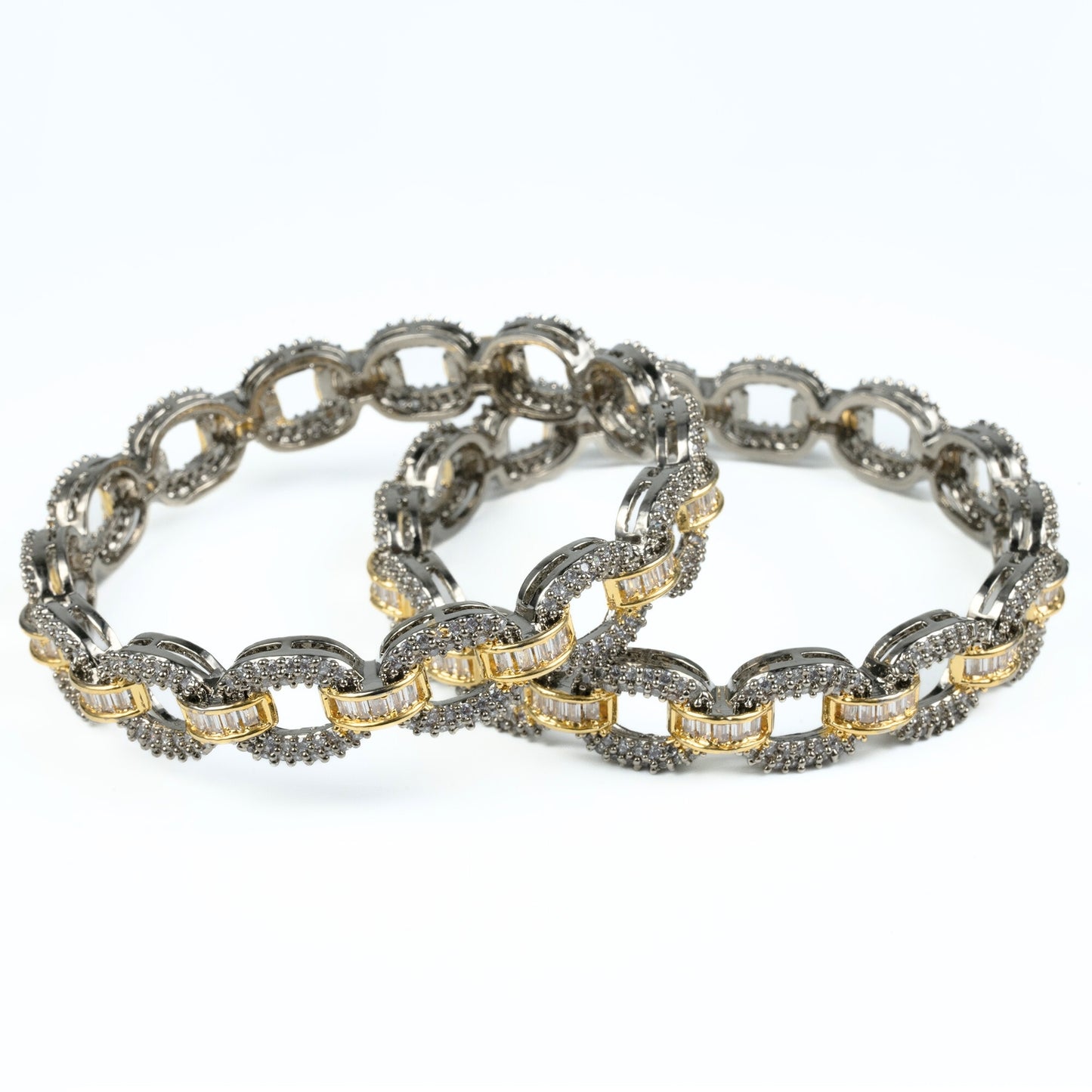 Black Plated Oval Loop Bangles (Pack of 2)