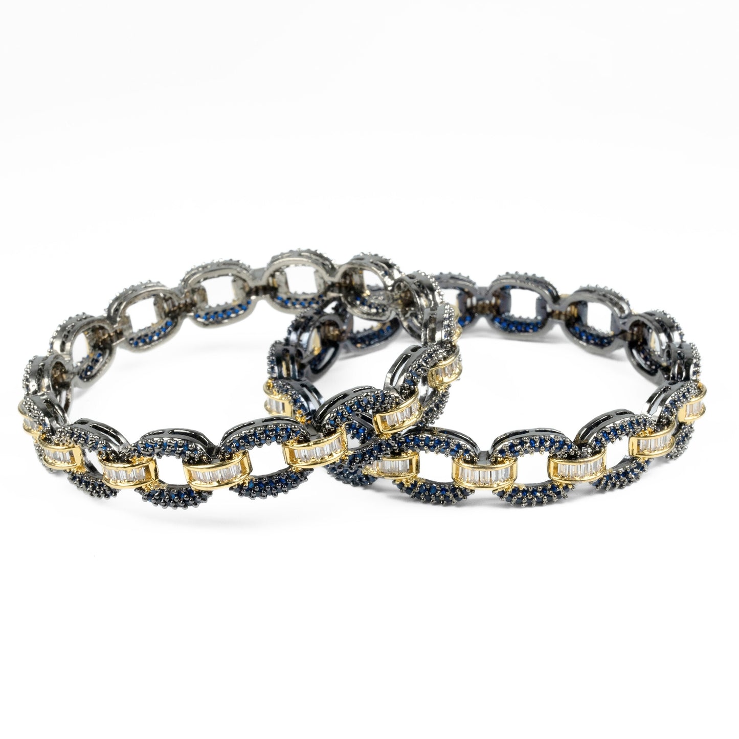 Black Plated Oval Loop Bangles (Pack of 2)