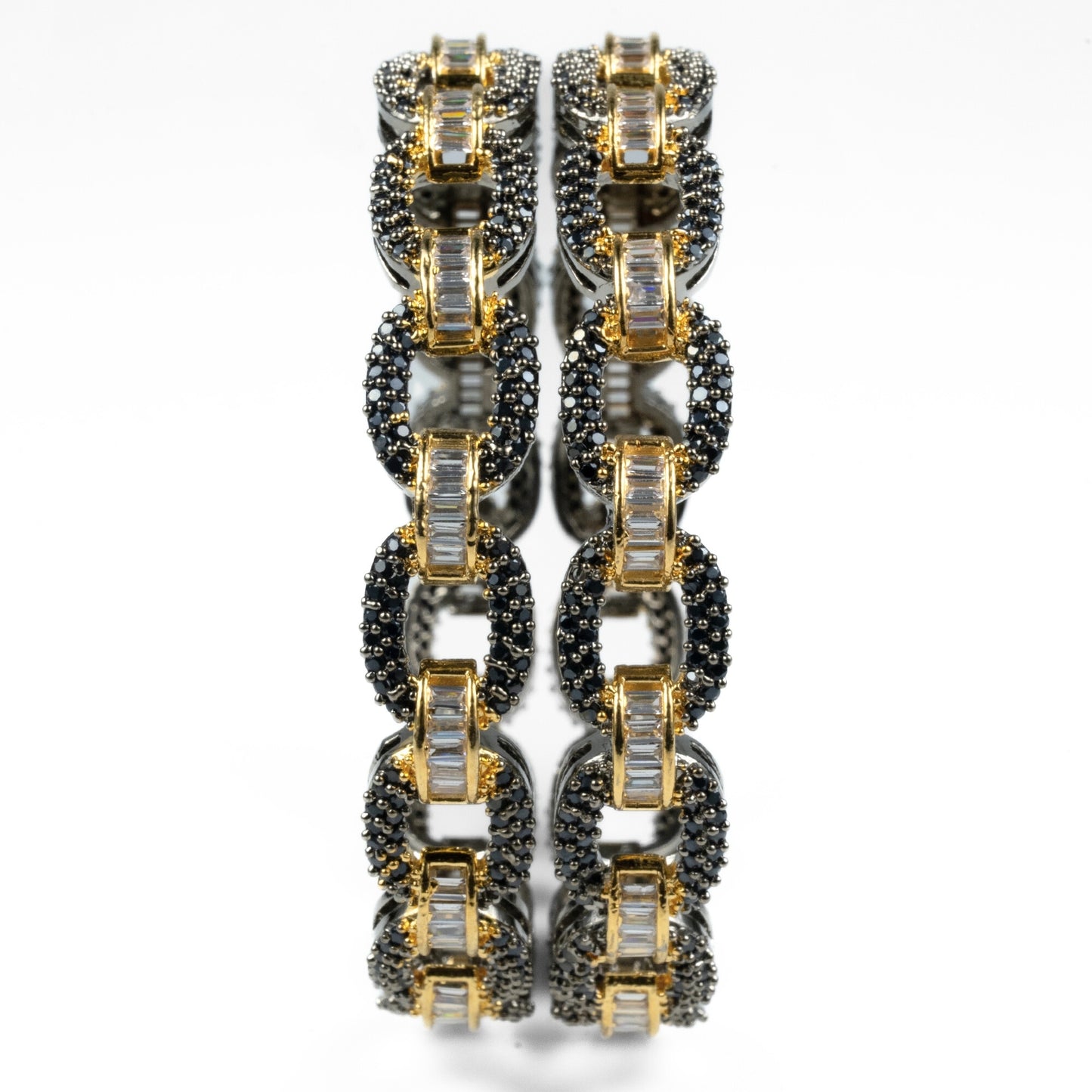 Black Plated Oval Loop Bangles (Pack of 2)