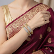 Gold Plated American Diamond Criss Cross Twist Pattern Designer Bangles Set (Pack of 2)