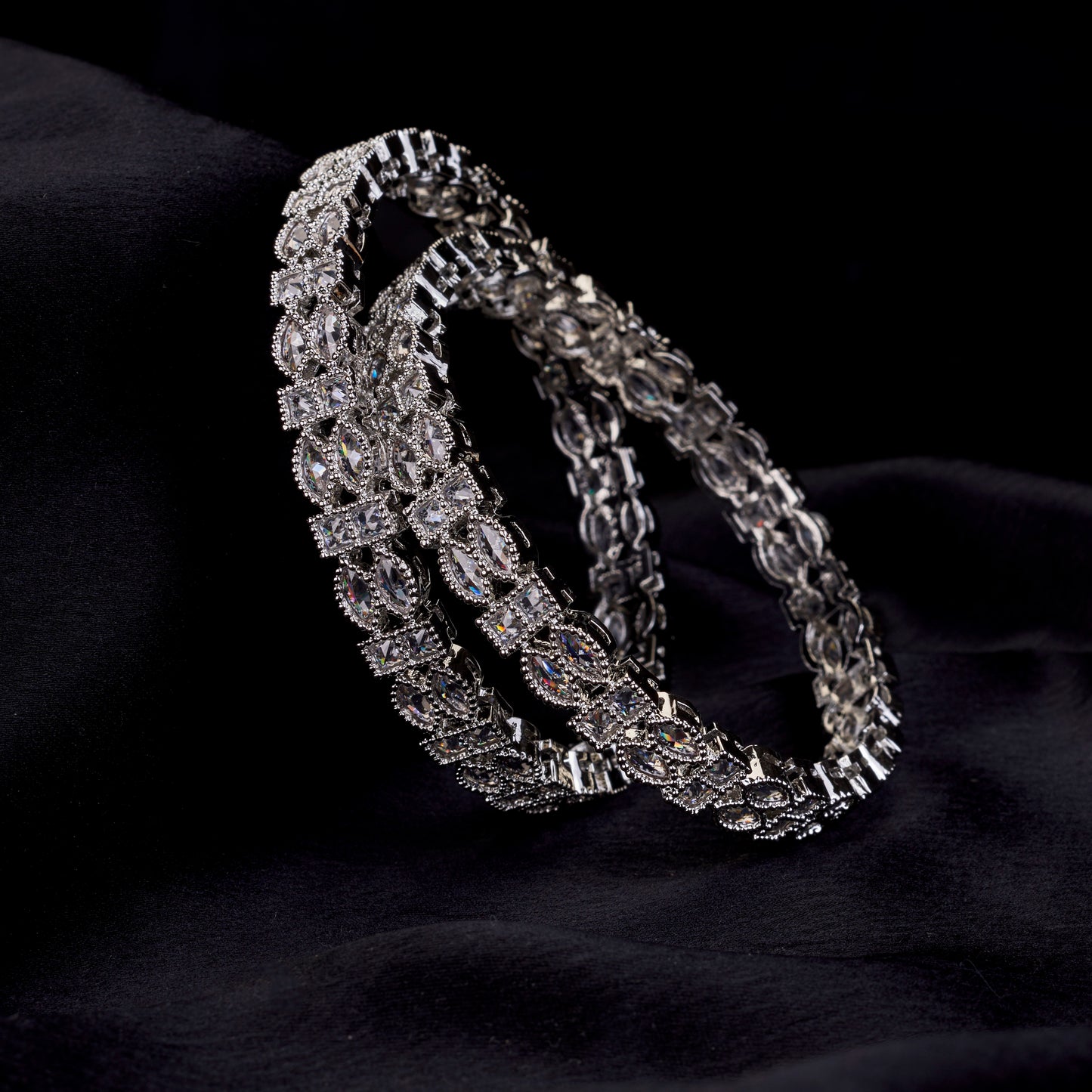 Celestia Gleam Rhodium Plated Bangles