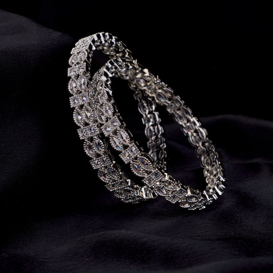 Celestia Gleam Rhodium Plated Bangles