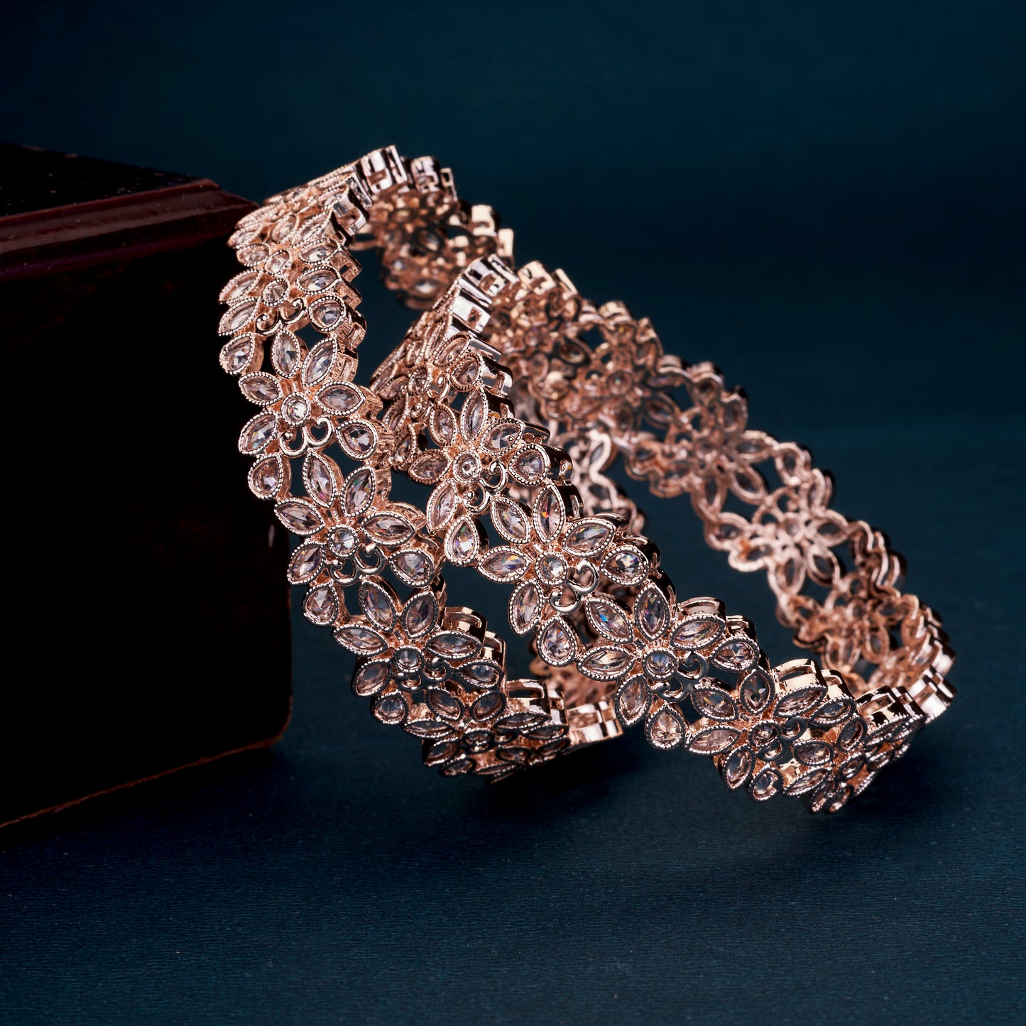 Floral Cascade Rose Gold Plated Bangles