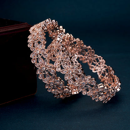 Floral Cascade Rose Gold Plated Bangles