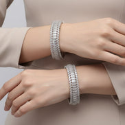 Duchess Halo Rhodium Plated Bangles