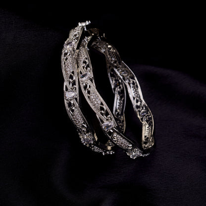 Stellar Bloom Rhodium Bangles