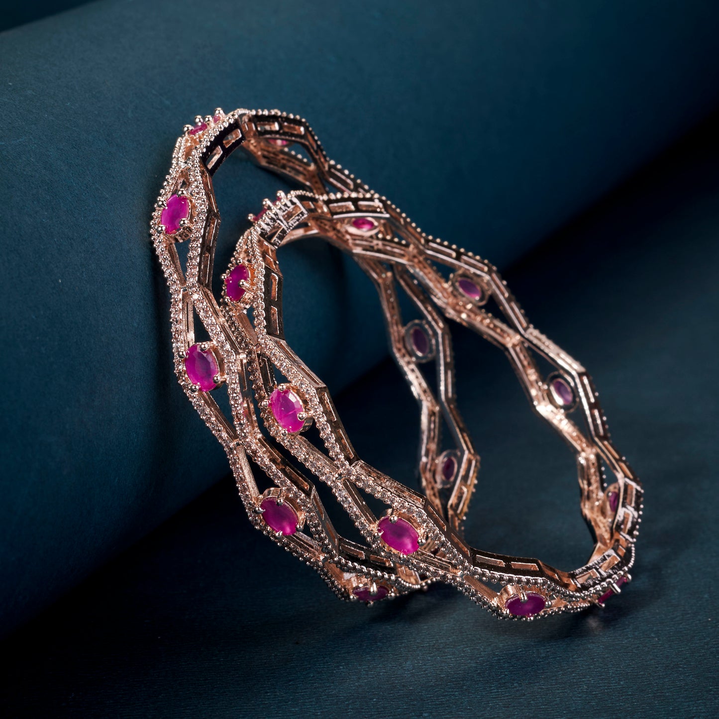Opaline Grove Rose Gold Bangles