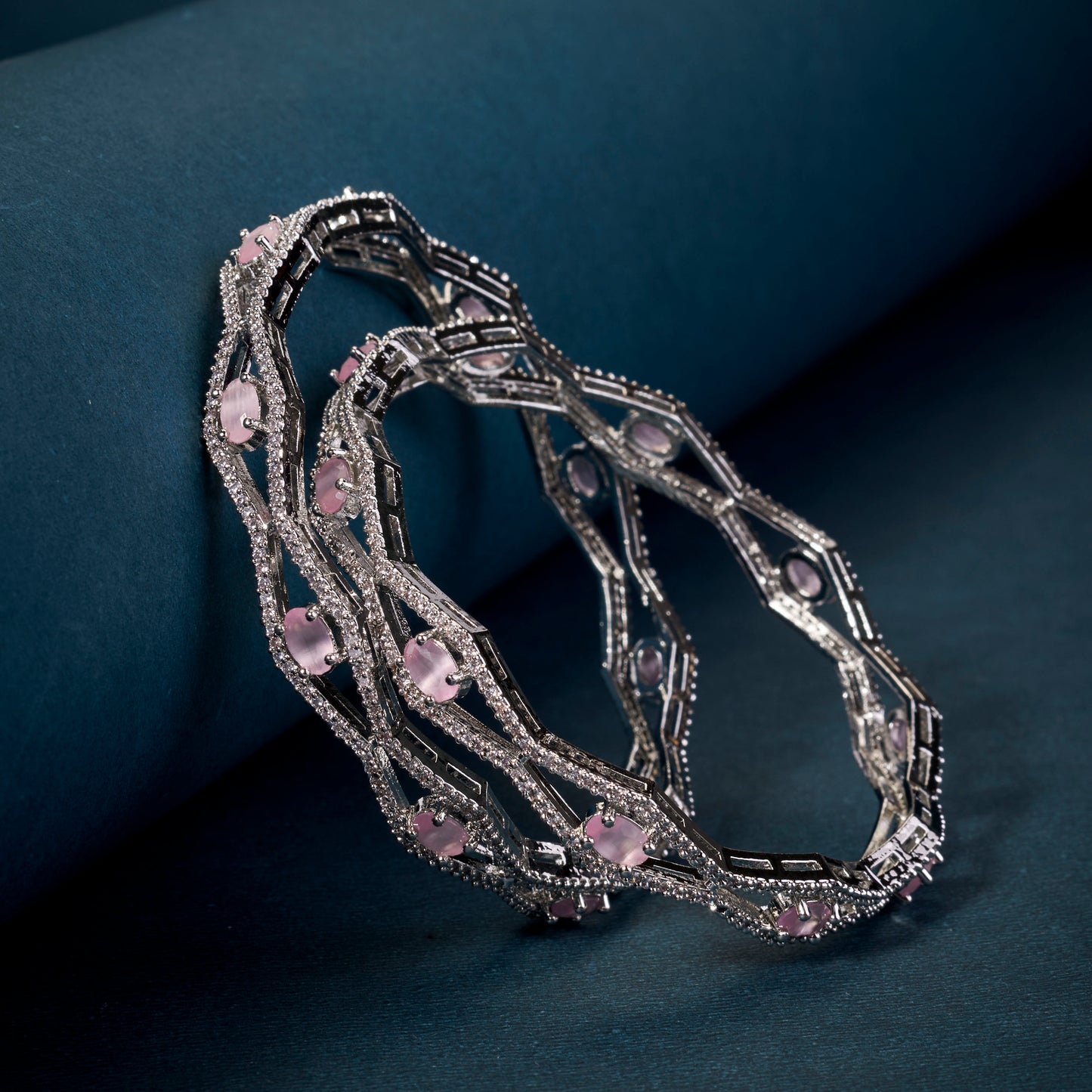 Opaline Grove Rhodium Bangles
