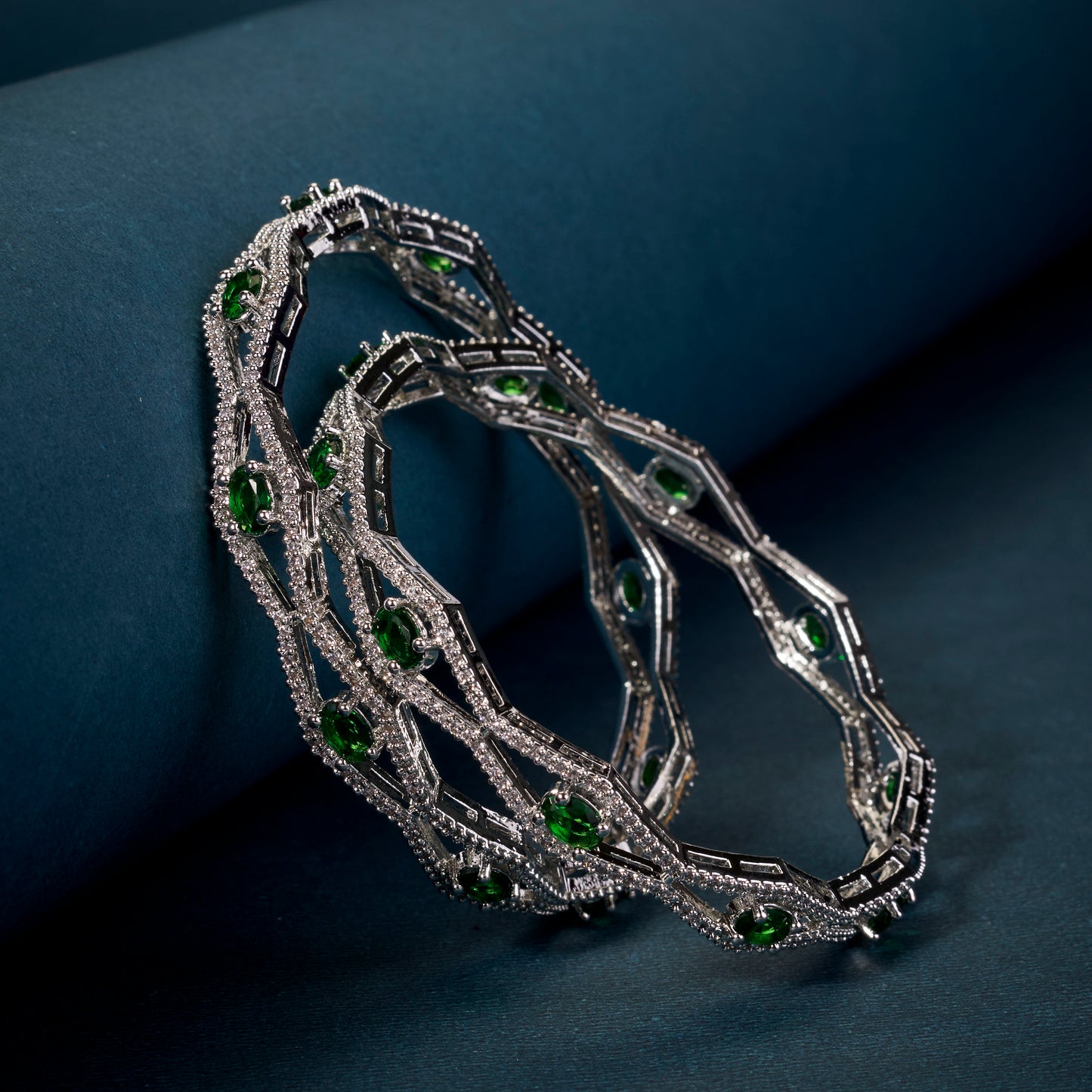 Opaline Grove Rhodium Bangles