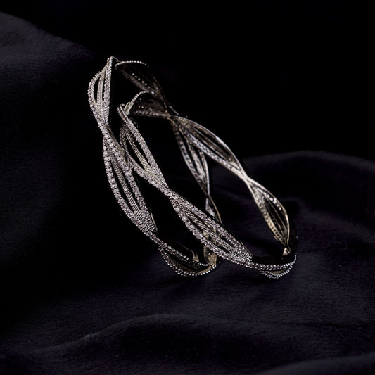 Bloom Circlet Rhodium Plated Bangles