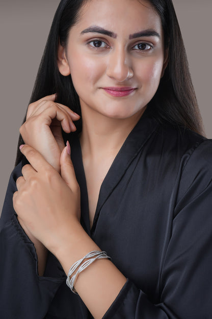 Bloom Circlet Rhodium Plated Bangles