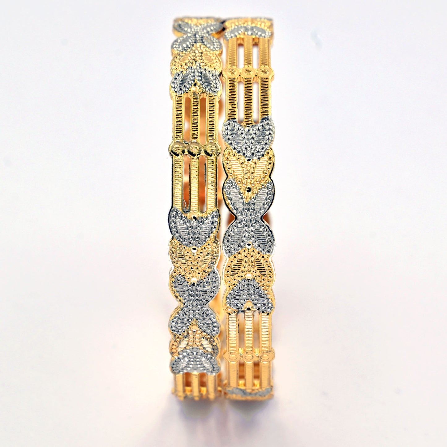 Detailing Silver Leaf Gold Plated Bangles
