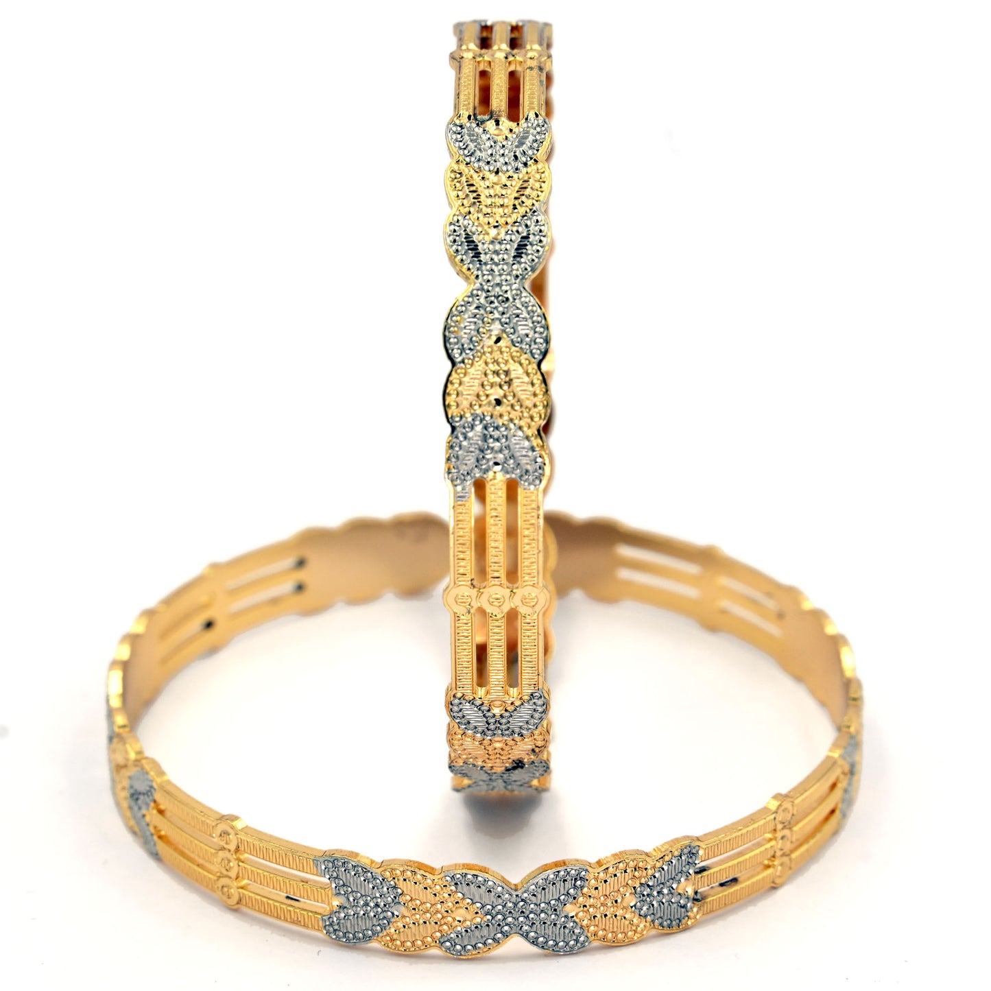 Detailing Silver Leaf Gold Plated Bangles