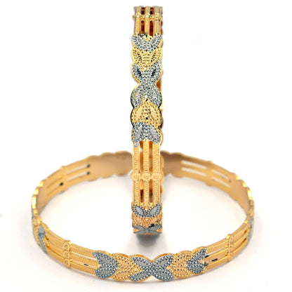 Detailing Silver Leaf Gold Plated Bangles