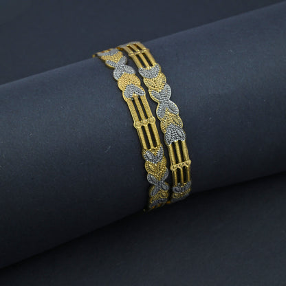 Detailing Silver Leaf Gold Plated Bangles