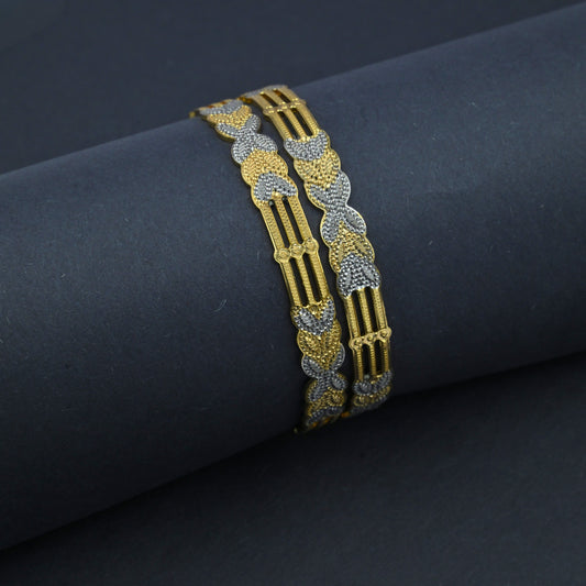 Detailing Silver Leaf Gold Plated Bangles