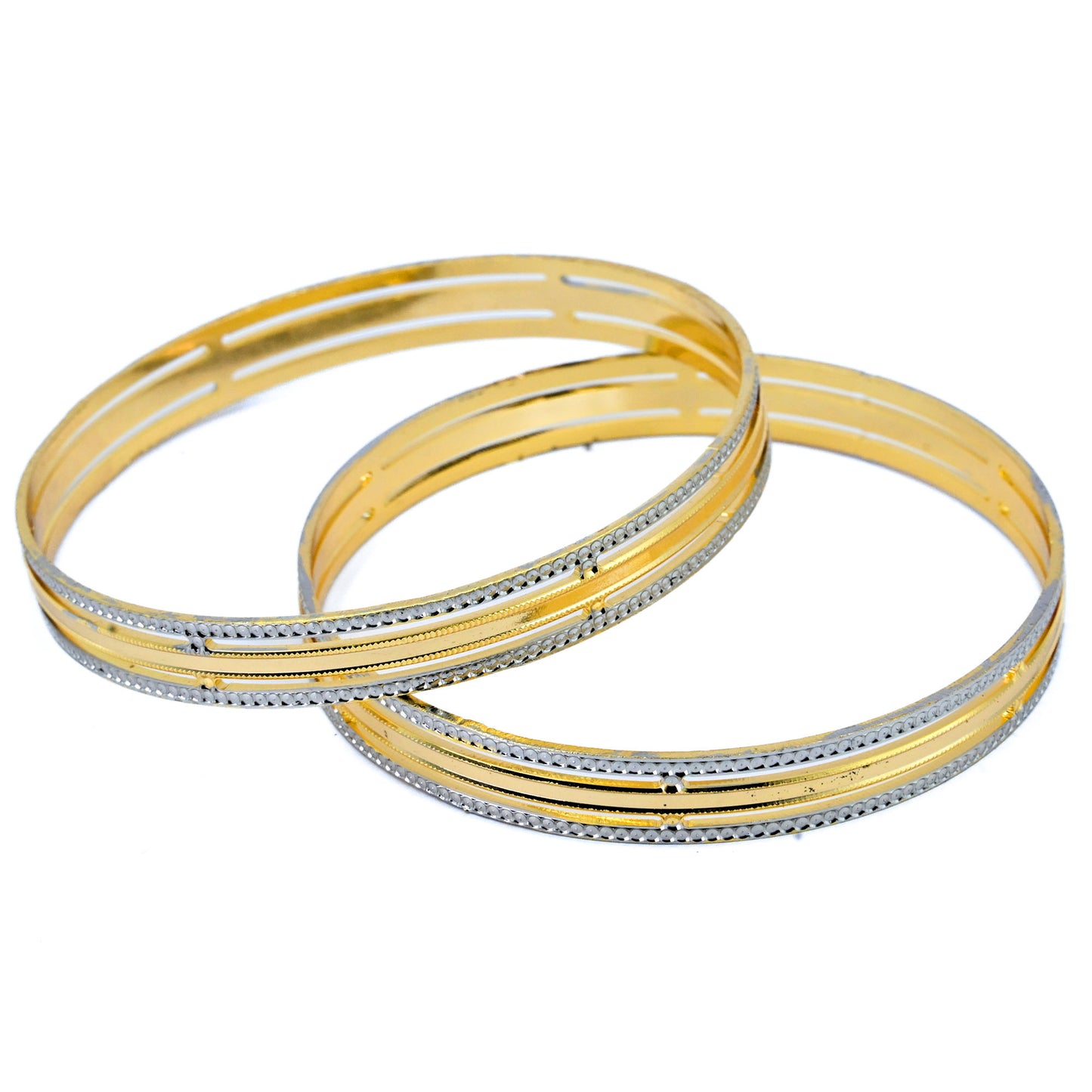 Detailing Silver Lined Gold Plated Bangles