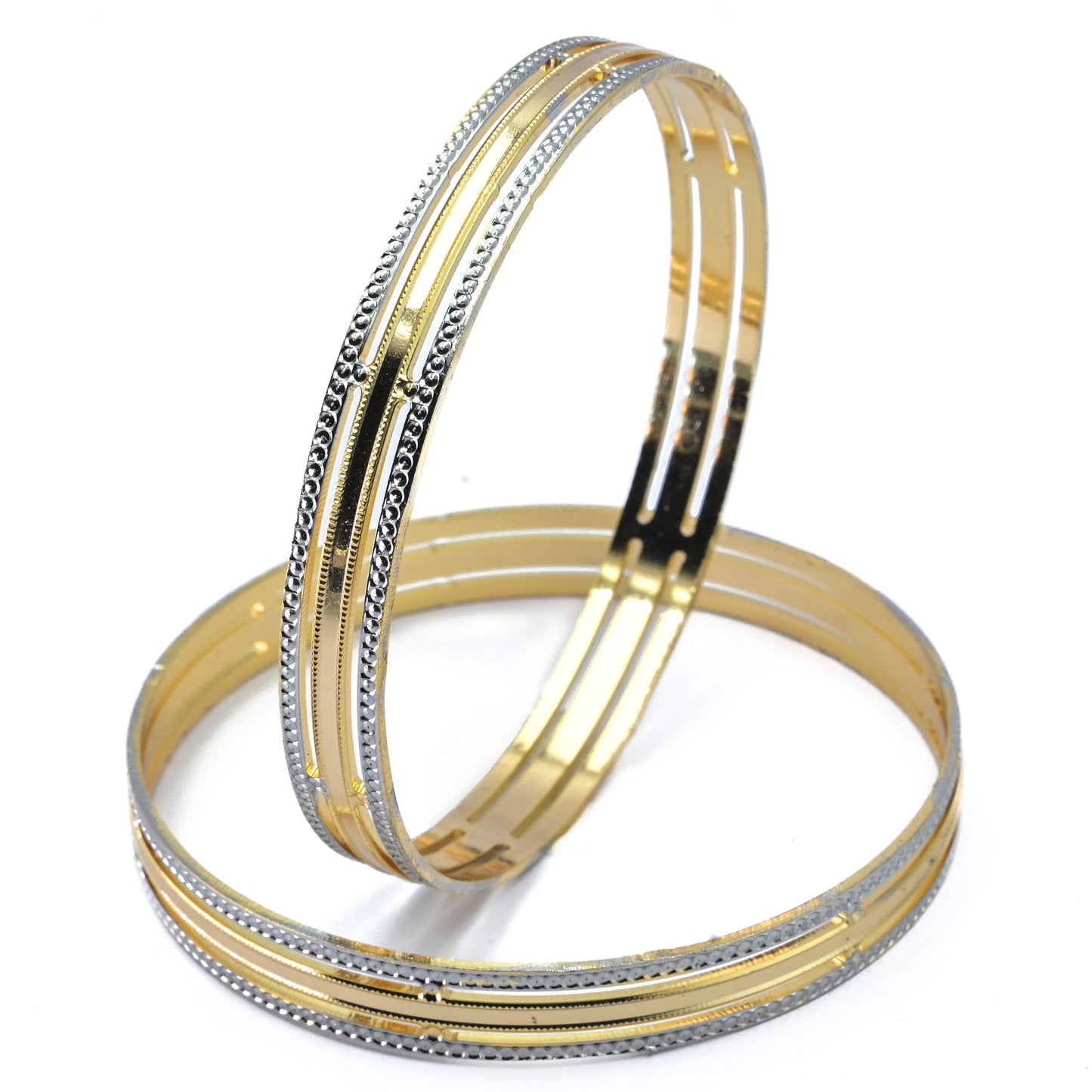 Detailing Silver Lined Gold Plated Bangles