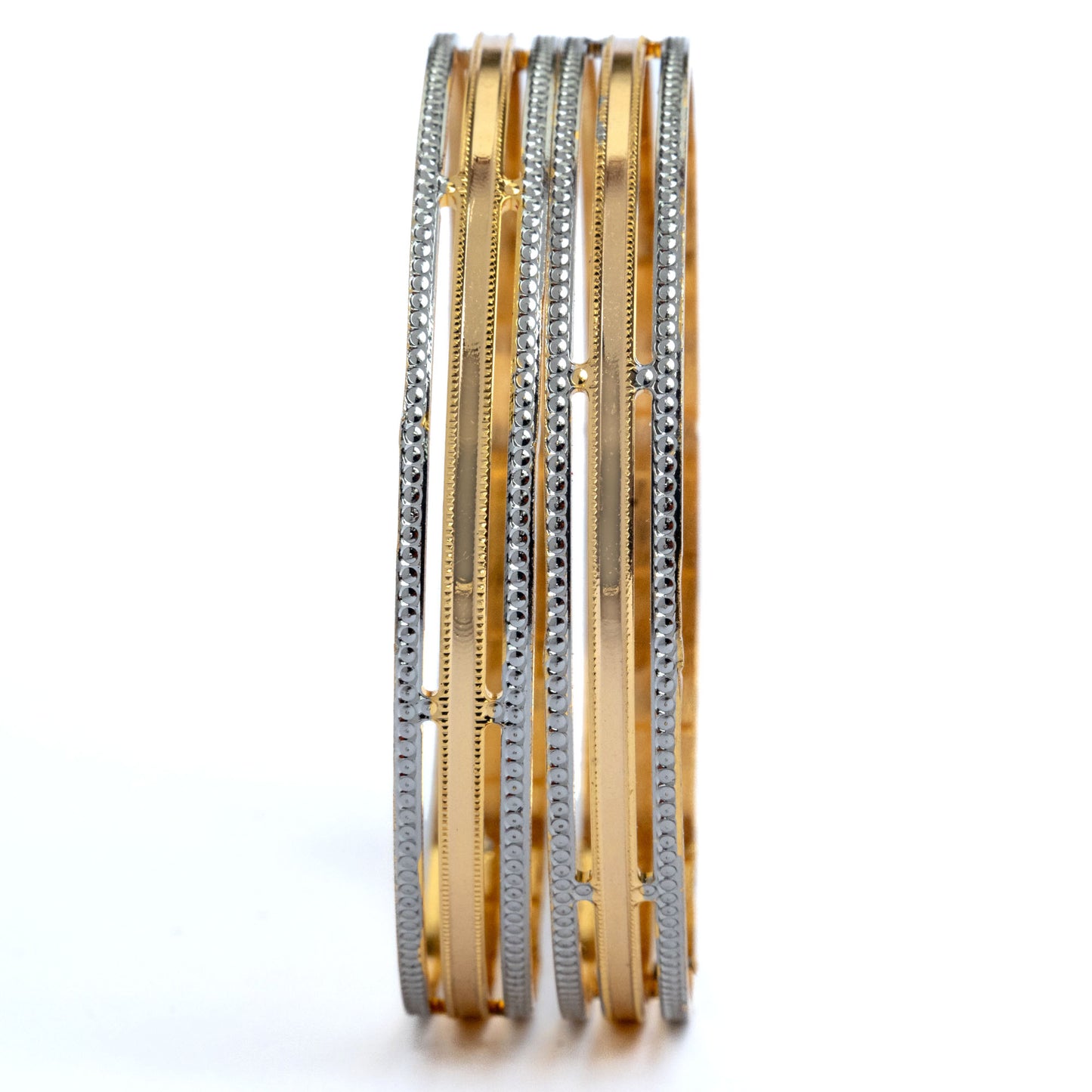 Detailing Silver Lined Gold Plated Bangles