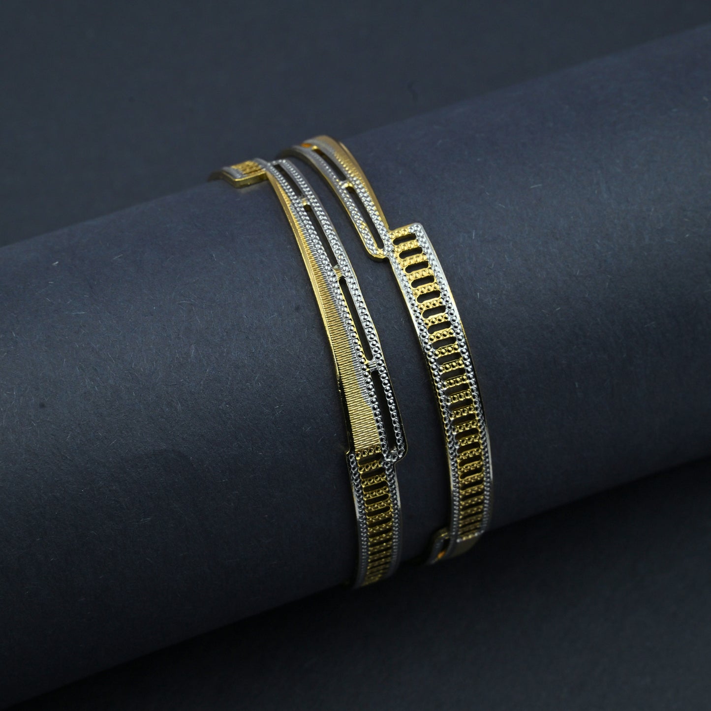 Elegant Gold and Silver Plated Bangles with Sparkling Edge Detailing