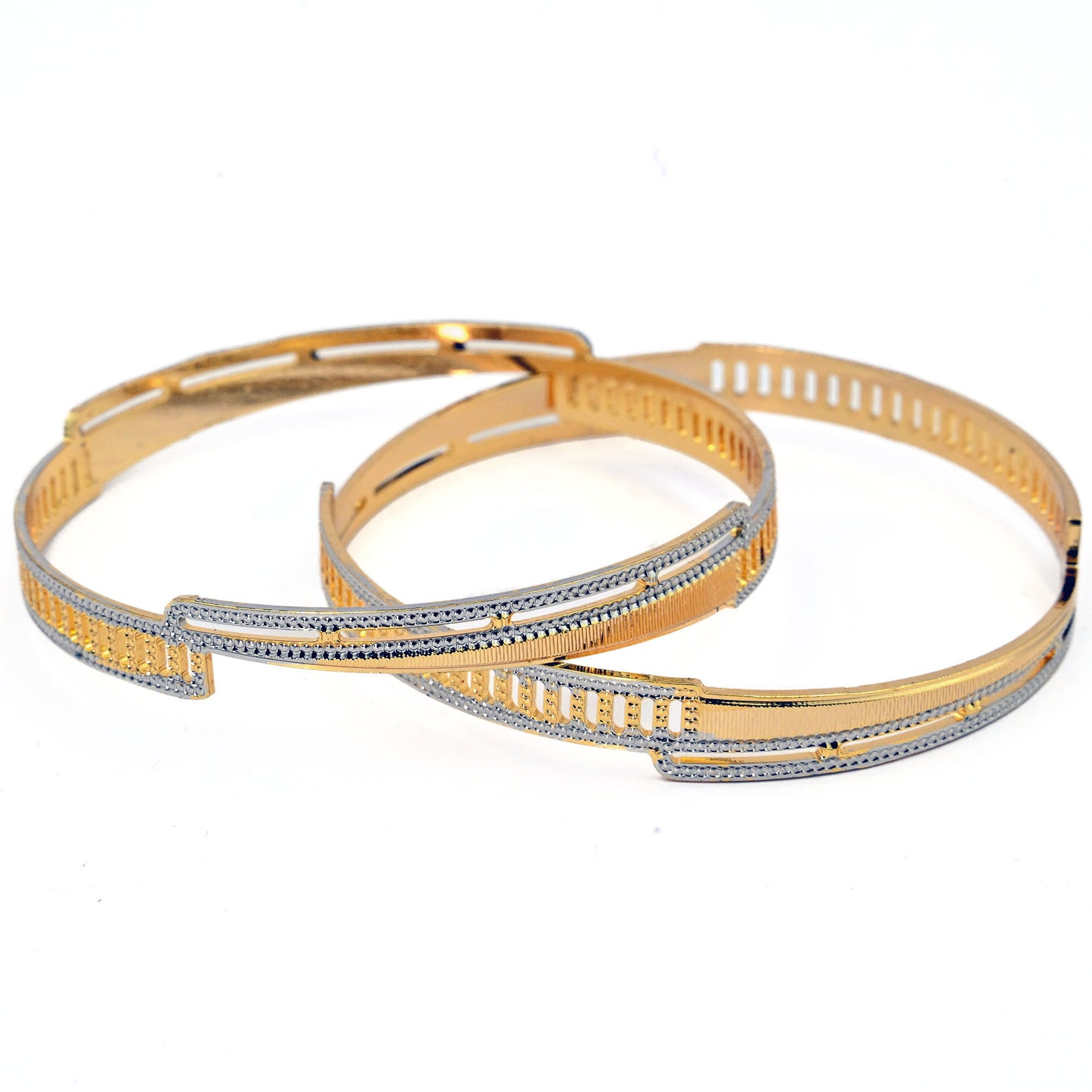 Elegant Gold and Silver Plated Bangles with Sparkling Edge Detailing