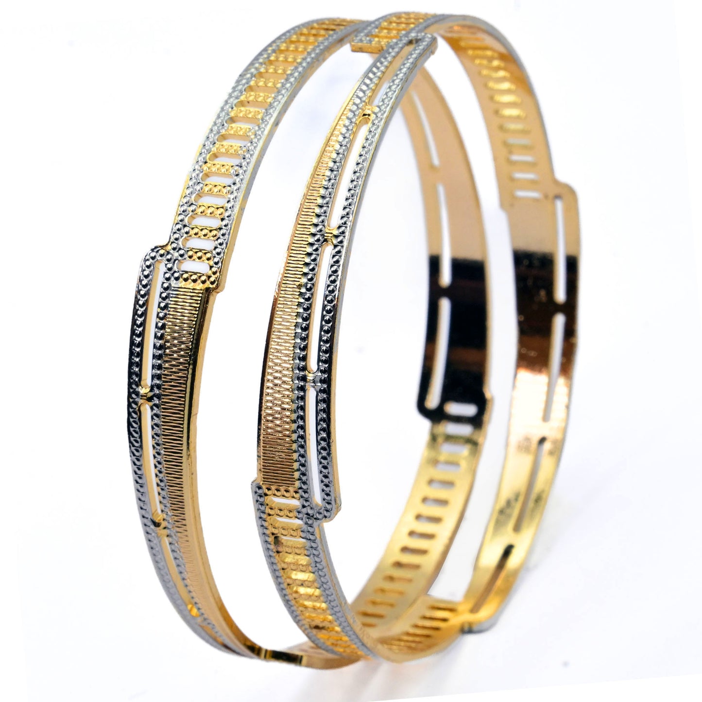 Elegant Gold and Silver Plated Bangles with Sparkling Edge Detailing