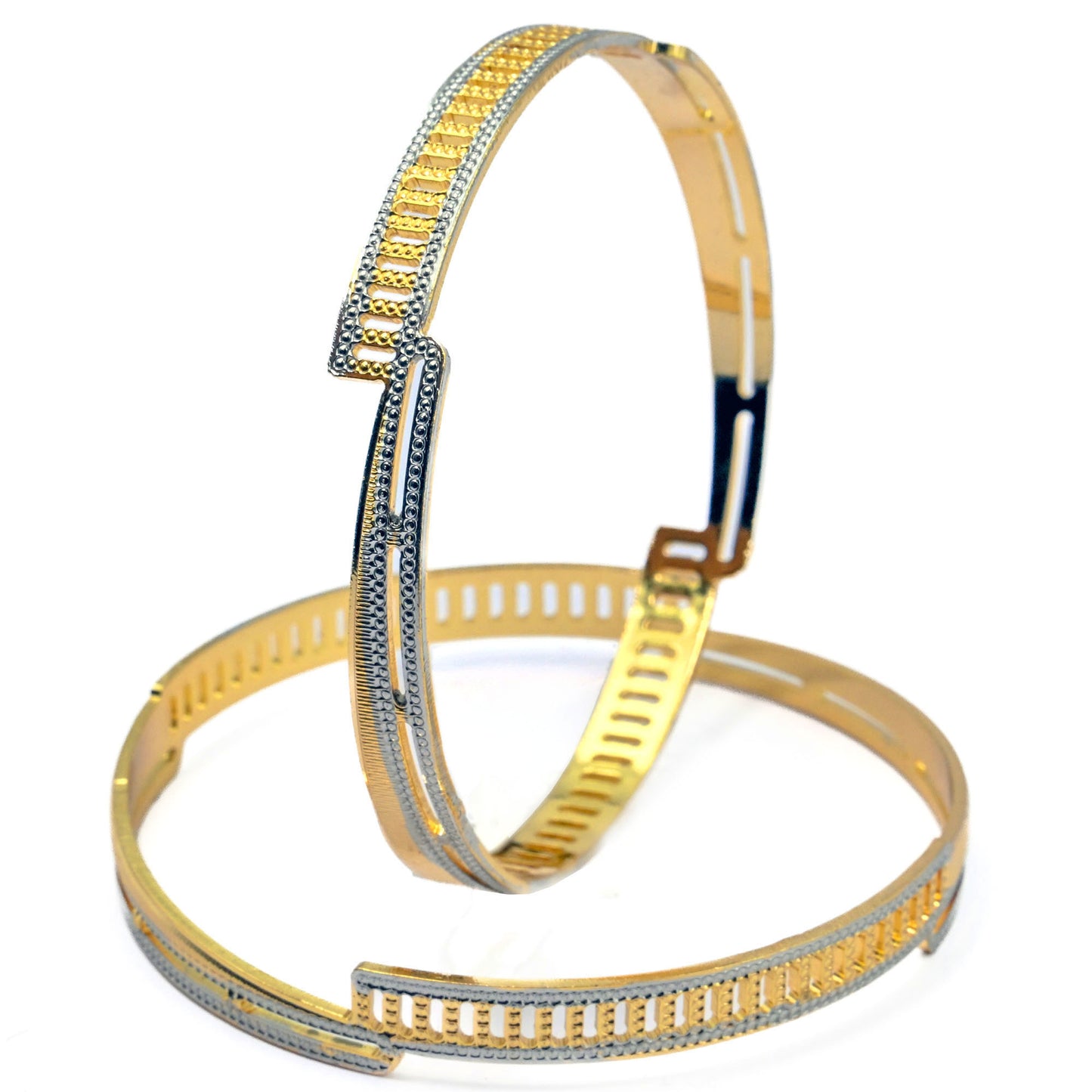 Elegant Gold and Silver Plated Bangles with Sparkling Edge Detailing