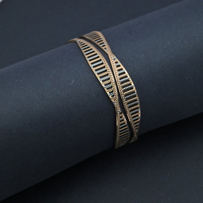 Rose Gold and Silver Plated Bangles with Elegant Detailing